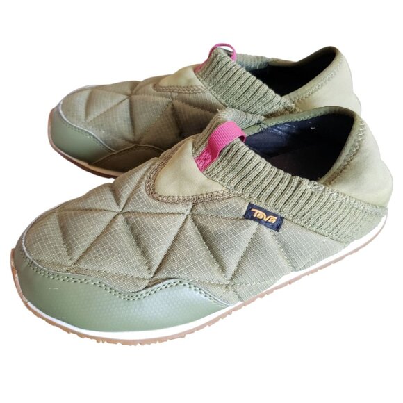 Teva Re  Ember Moc Slippers Quilted Design Knit Collar Womens Olive Size 8 - Picture 13 of 16